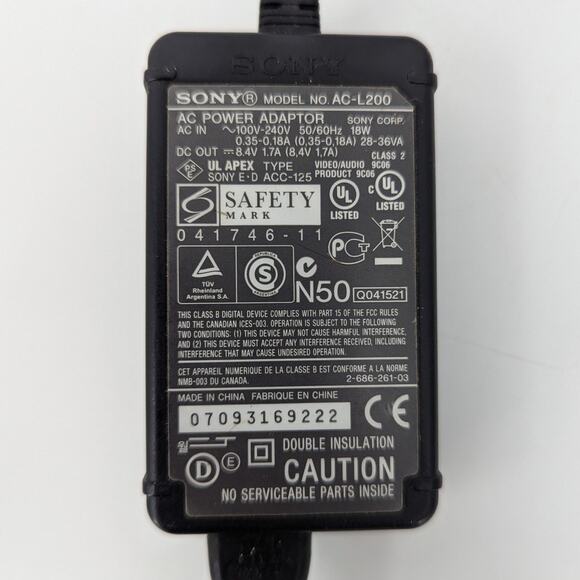 OEM Sony AC Adapter Charger DCR-SX44 E DCR-SX45 E DCR-SX50 E DCR-SX53 E AC-L200 - Picture 2 of 4
